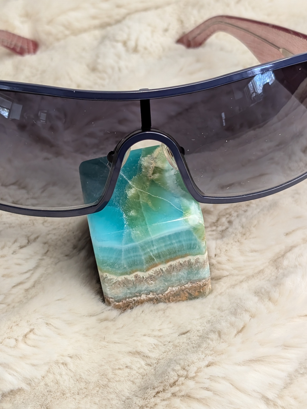 Oversized Shield Sunglasses in Smoke Lens with Pink Arms